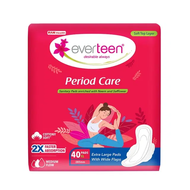 Everteen Period Care Sanitary Pads Enriched With Neem & Safflower (XL) - 40 Pads