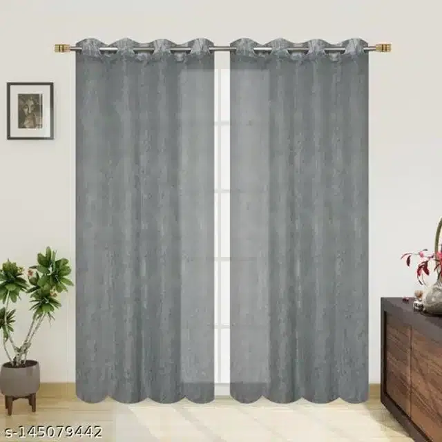 Curtains for Door, Grey, 5 Feet, Pack of 2