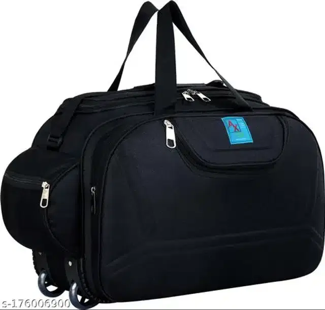 Polyester Trolley Duffel Bag for Men & Women, Black