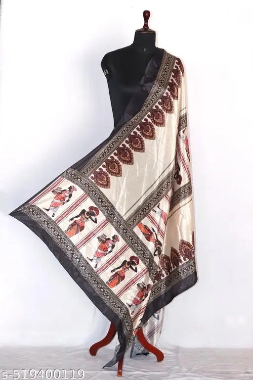 Art Silk Printed Dupatta for Women & Girls, Multicolour (Free Size)