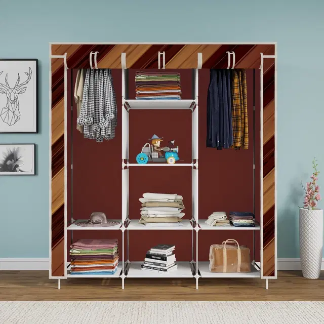 Plastic Printed Collapsible Wardrobe, Gold