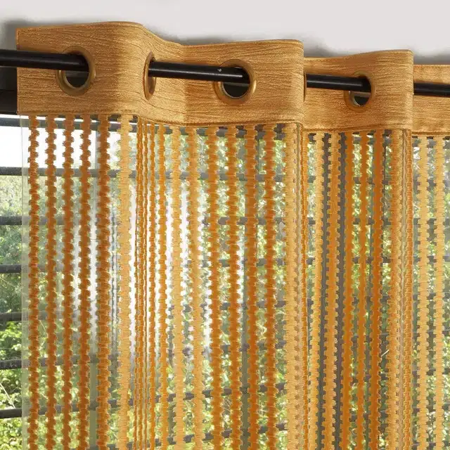 Polyester Solid Door & Window Curtains, Cream, 7 feet