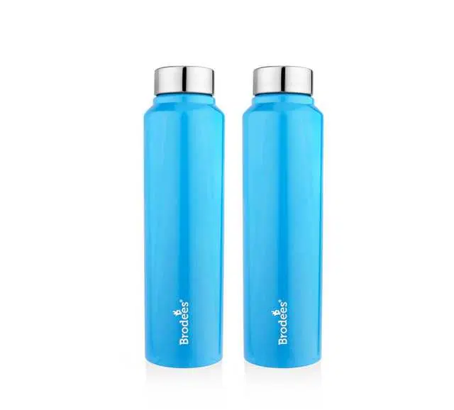 Brodees Neer Stainless Steel Water Bottle, Set Of 2 Pcs, 1000 ml Of Each, Blue, A-28