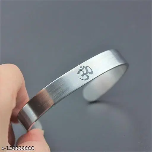 Adjustable Silver Om Printed Kada for Unisex for Men