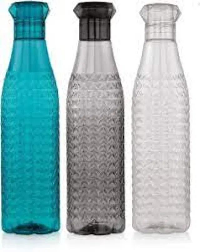 Plastic Water Bottle, Multicolor, 1000 ml, Pack of 3