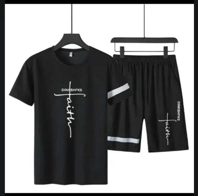 Polyester Printed Co-Ord Set for Men, Black (S)