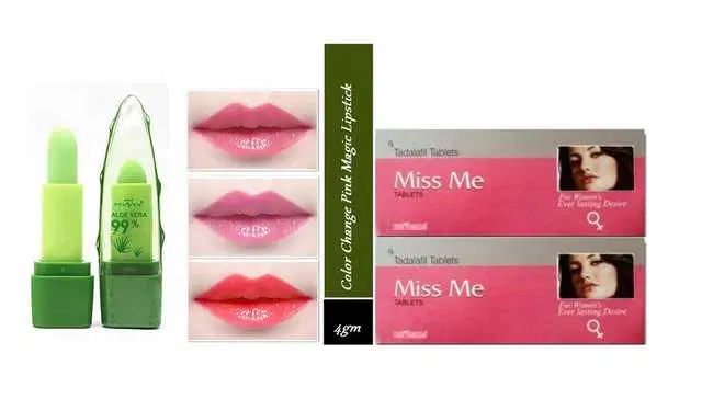 AP Seven Seas Gel Aloe Vera Lip Balm Soothing & Moisture Mix+Miss Me Teblet For Female, Pack of 3, AP-120