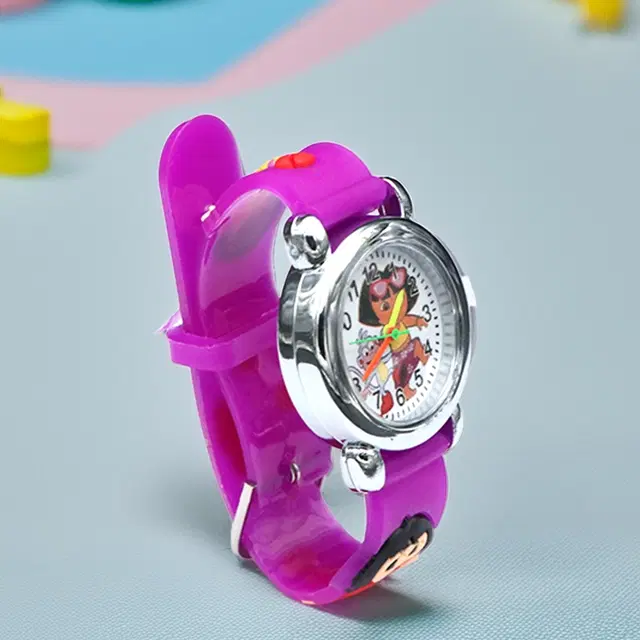 Round Dial Analog Watch for Kids, Purple