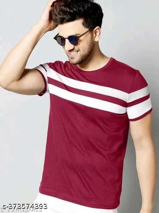 Cotton Blend T-shirt for Men, Maroon (XXL)