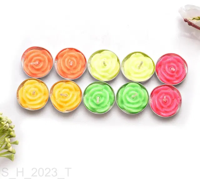 Wax Tealight Candles, Multicolor, Pack of 10