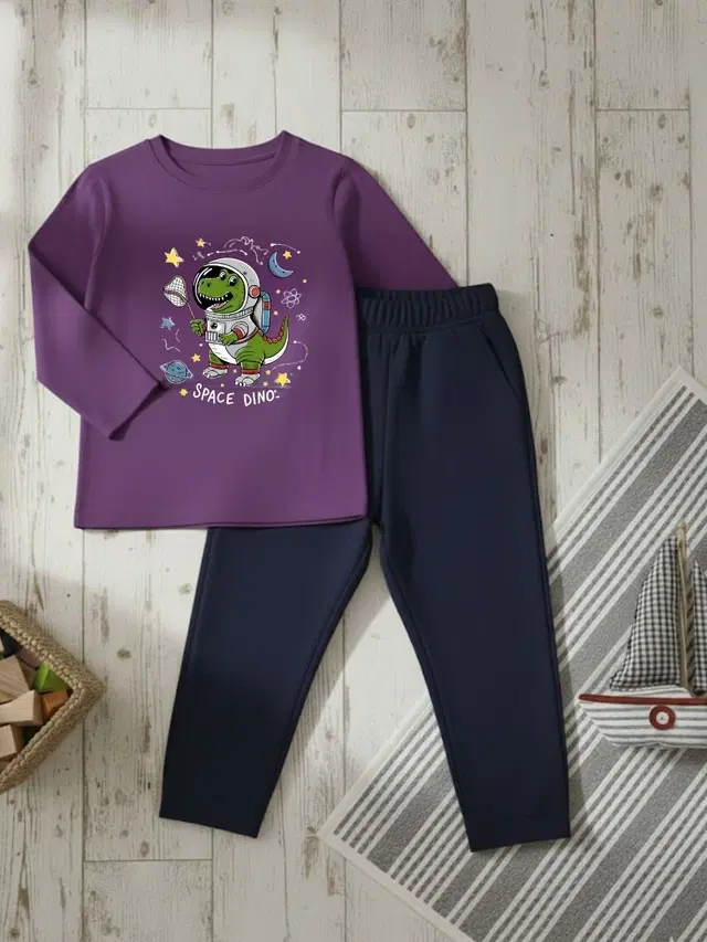 Cotton Solid Clothing Set For Boys, Multicolour (3-4 Years)