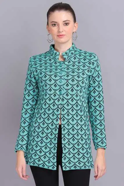 Women's Premium Button Cardigan (Teal Green, XL) (AX-44)