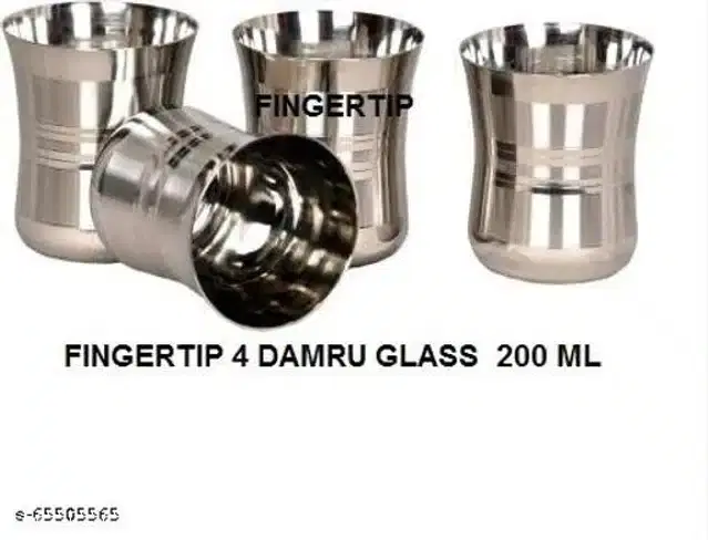 Stainless Steel Glass, Silver, 200 ml, Pack of 4