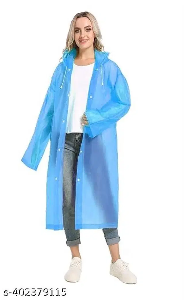 Polyester Rain Coat for Men & Women, Sky Blue, Free Size