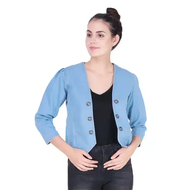 Formal Solid Shrug for Women (Blue, M)