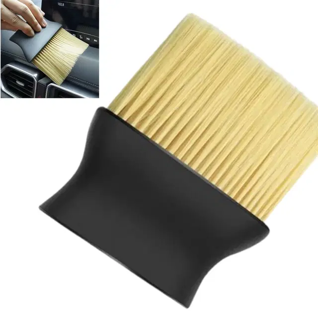 Super Soft Microfiber Car Dashboard Cleaning Brush, Brown & Black