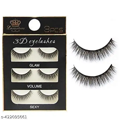 False Eyelash, Multicolor, Pack of 3