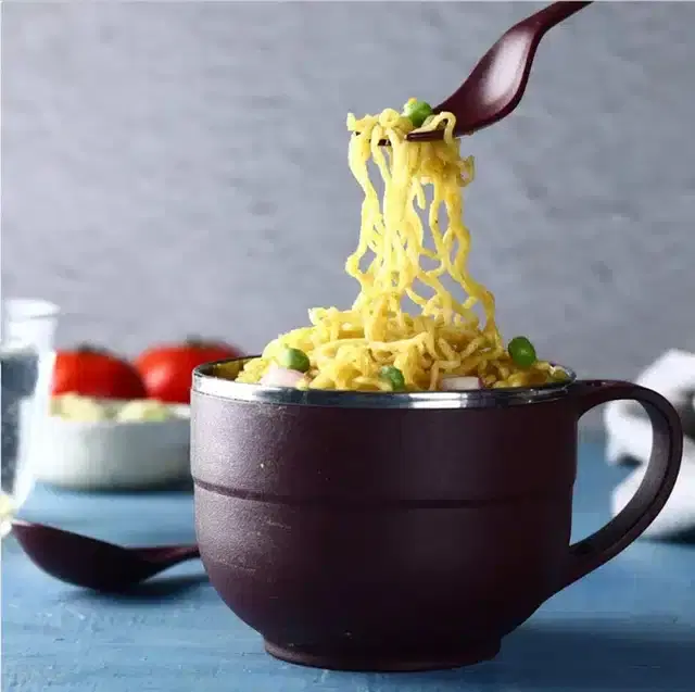 Maggie Bowl with Fork, Brown, 600 ml