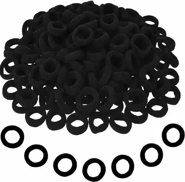 Rubber Bands Packing Elastic Bands Kids Girl Rubber Bands Ponytail Hair Ties Disposable Hair Accessories Black Color, Pack Of 100, Pack Of 100