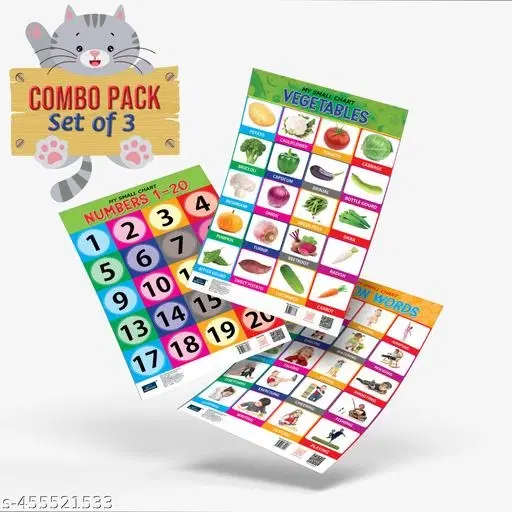 Bookford Publications My small chart Numbers, Action Words & Vegetables (Set of 3)