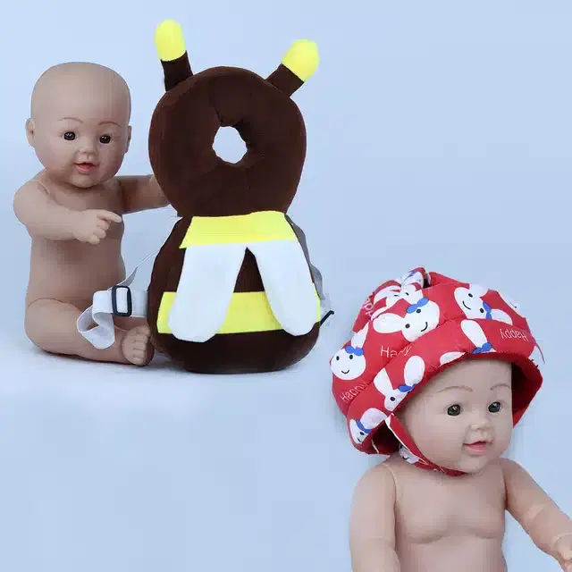 Infants Head & Back Safety Protector Pillow and Safety Helmet, Pack of 2 (Multicolor)