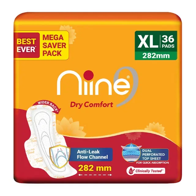 Niine Dry Comfort Sanitary Pads (Xl) - 36 Pcs
