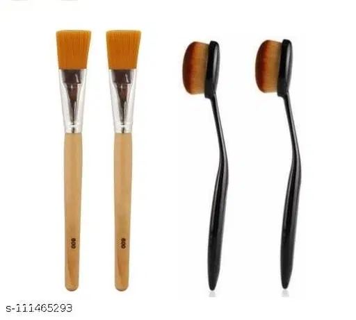 Multipurpose 2 face pack brush and 2 oval brush for foundation and  other multi use ( 4 item) Makeup Tools & Accessories
