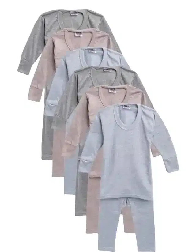 Woolen Blend Thermal Clothing Set for Kids, Set of 6 (Multicolor, 6-12 Months)