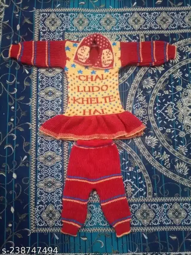 Woolen Sweater & Pant for Girls (Multicolor, 12-18 Months)