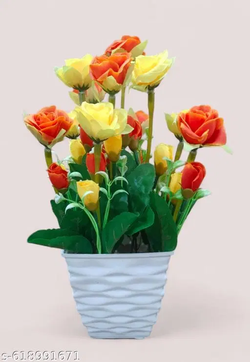 Plastic Artificial Flower With Pot,Multicolour