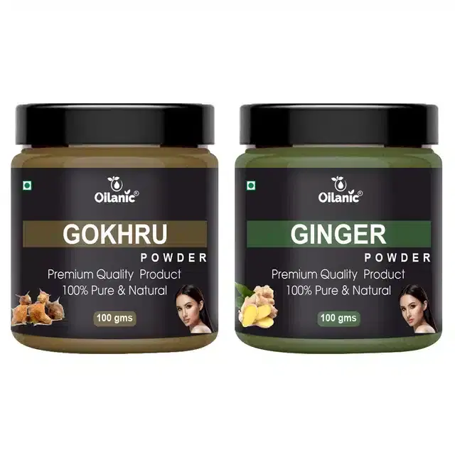 Natural Gokhru & Ginger Powder for Skin & Hair, Pack of 2, 100 g