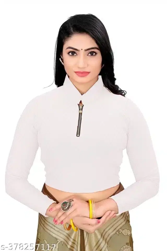 Three-Quarter Sleeves Blouse for Women (White, 28)