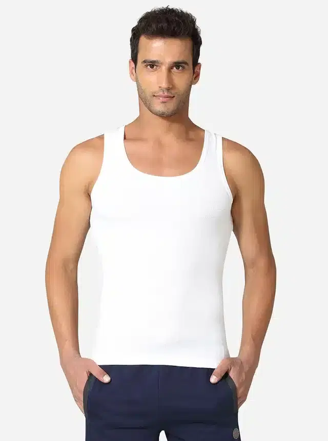 Round Neck Sleeveless Vest for Men (White, 90)
