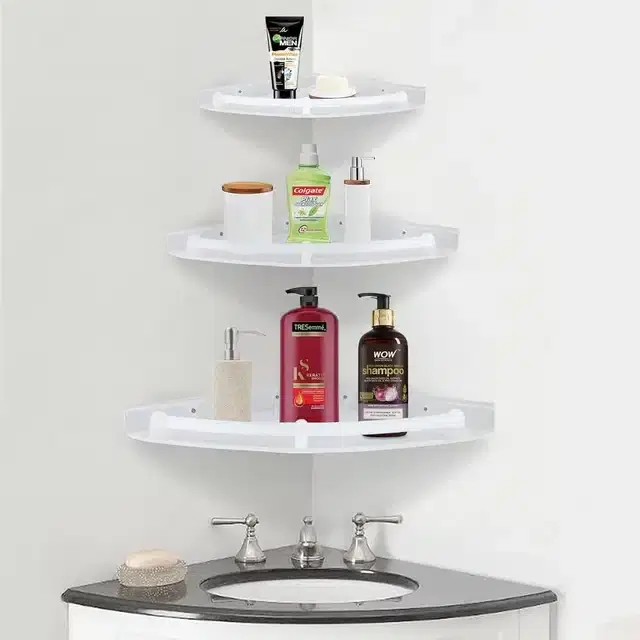 Plastic Bathroom Corner Shelves, Multicolor, Set of 3