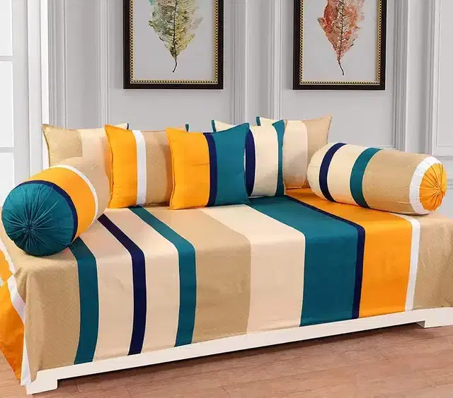 Microfiber Diwan Cover Set, Multicolor, Pack of 8