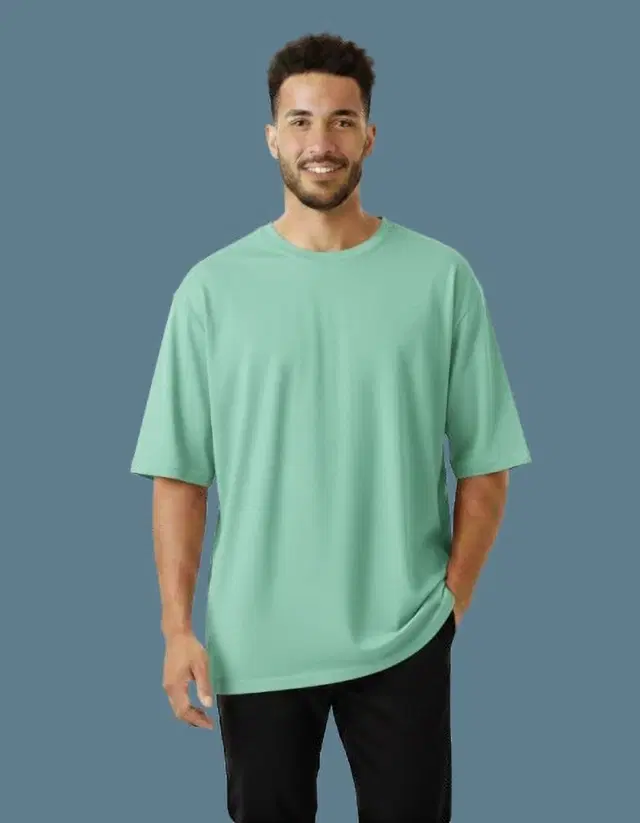 Cotton Blend Round Neck T-shirt for Men, Mint Green (XL)