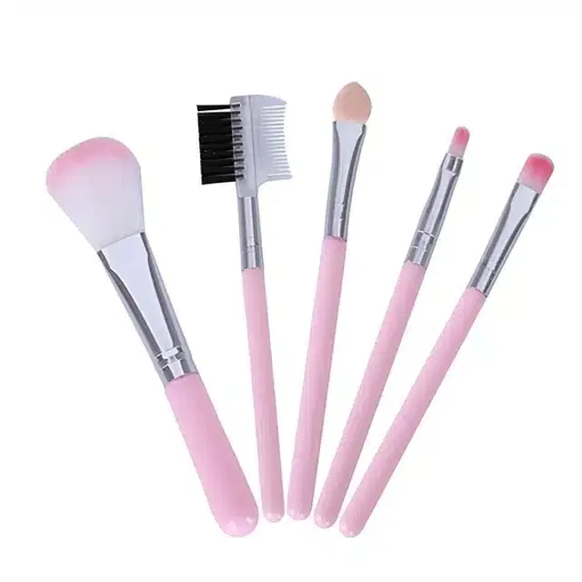 Face Makeup Brush Set, Light Pink, Pack of 5