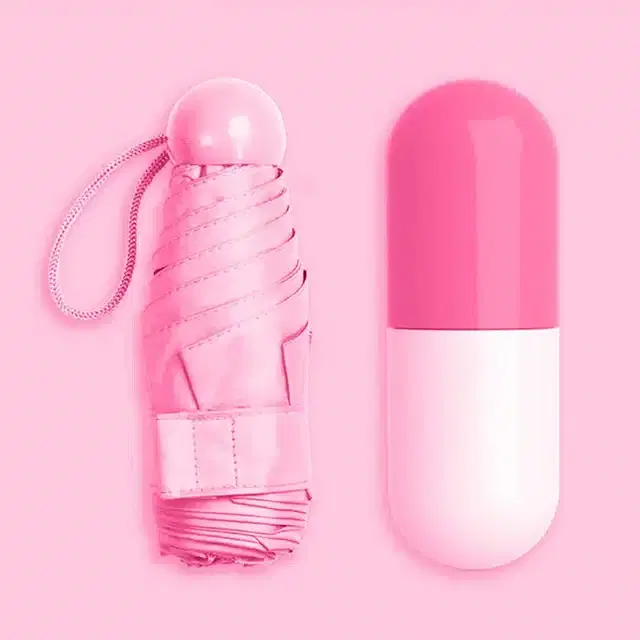 Mini Pocket Umbrella with Holder, Pink