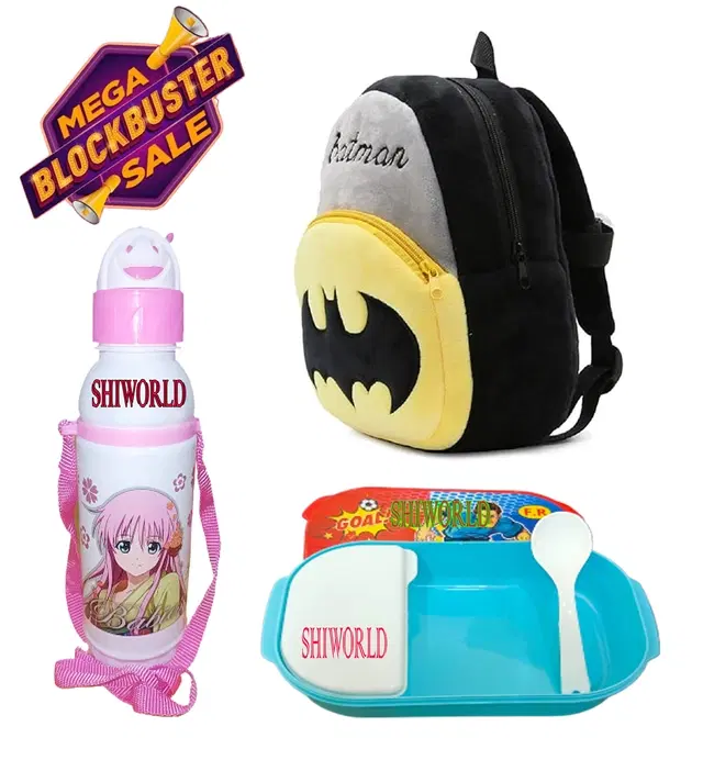 Kids Backpacks with Lunch Box & Water Bottle, Multicolor, Pack of 3