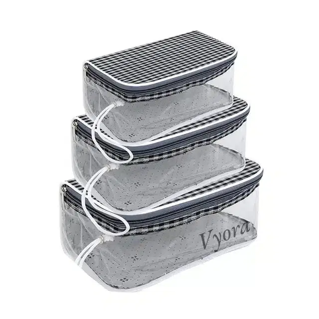 Multipurpose Storage Bag, Black, 25x13x10 cm, Pack of 3