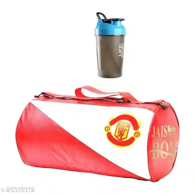 Combo of Gym Bag with Shaker Bottle, 600 ml, Multicolor, Set of 2