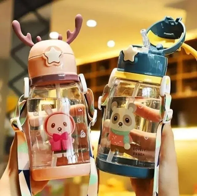 Plastic Water Bottles for Kids,Multicolour, Pack of 2