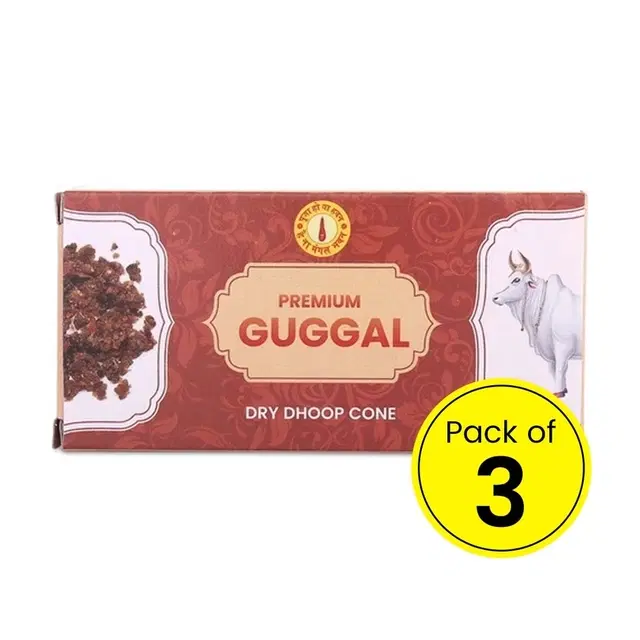 Mangal Bhavan Dry Dhoop Cone - Guggal - 12 Cones (Pack Of 3)