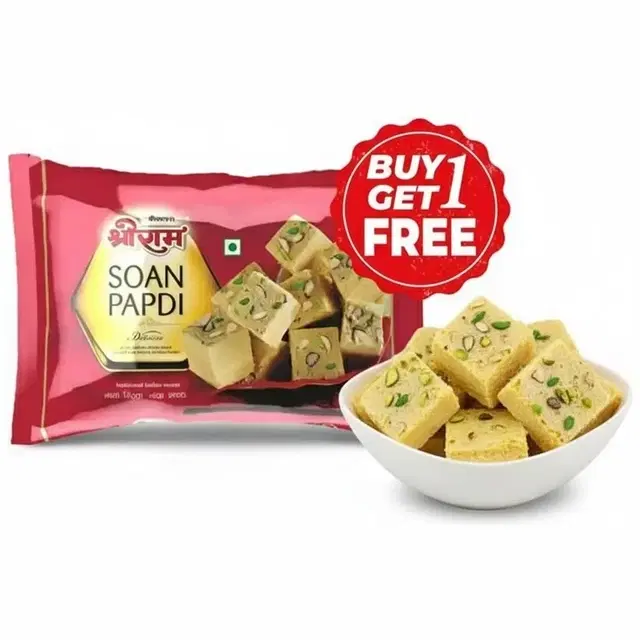 Shree Ram Soan Papadi Pouch 2X200 g (Buy 1 Get 1 Free)