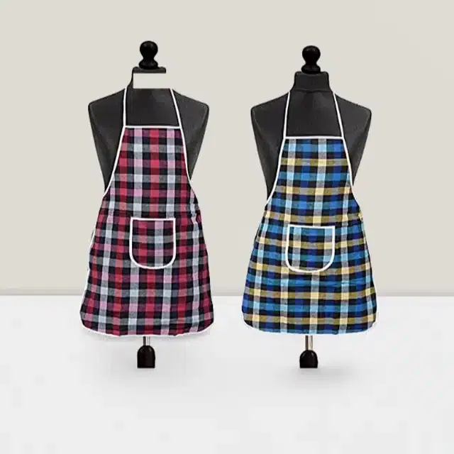 Cotton Kitchen Aprons, Multicolor, Pack of 2