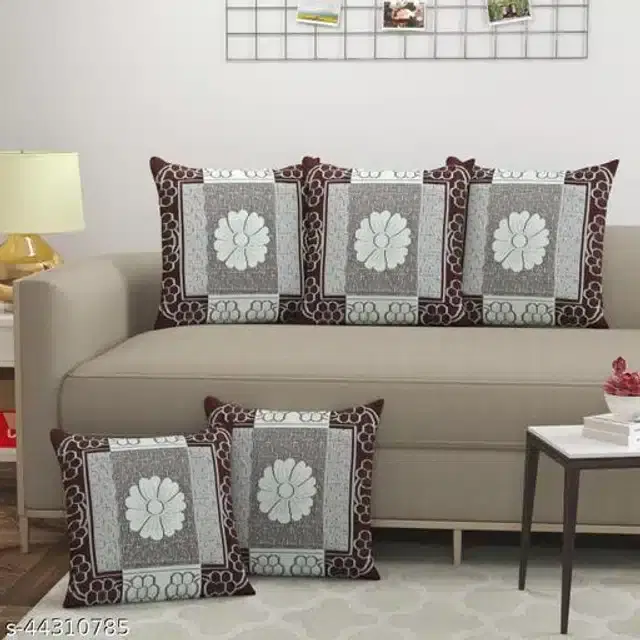Cotton Cushion Covers, Brown & Grey, Pack of 5