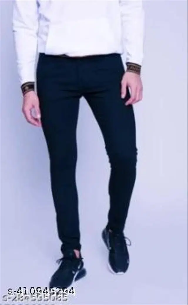Denim Slim Fit Jeans for Men (Black, 32)