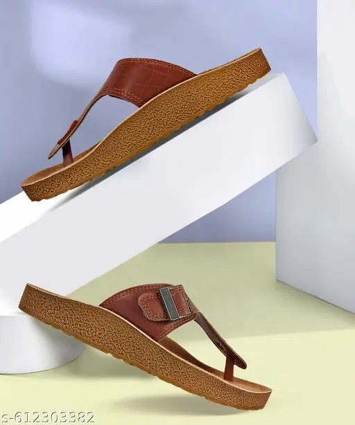 Aerowalk Leather Sliders for Men (Brown, 10)