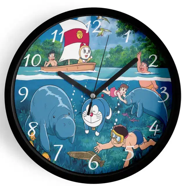 Doraemon Analog Wall Clock, Multicolor, 7 Inches