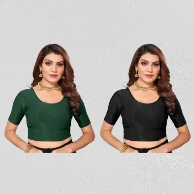 Half Sleeves Stitched Blouse for Women, Pack of 2 (Multicolor, 30)